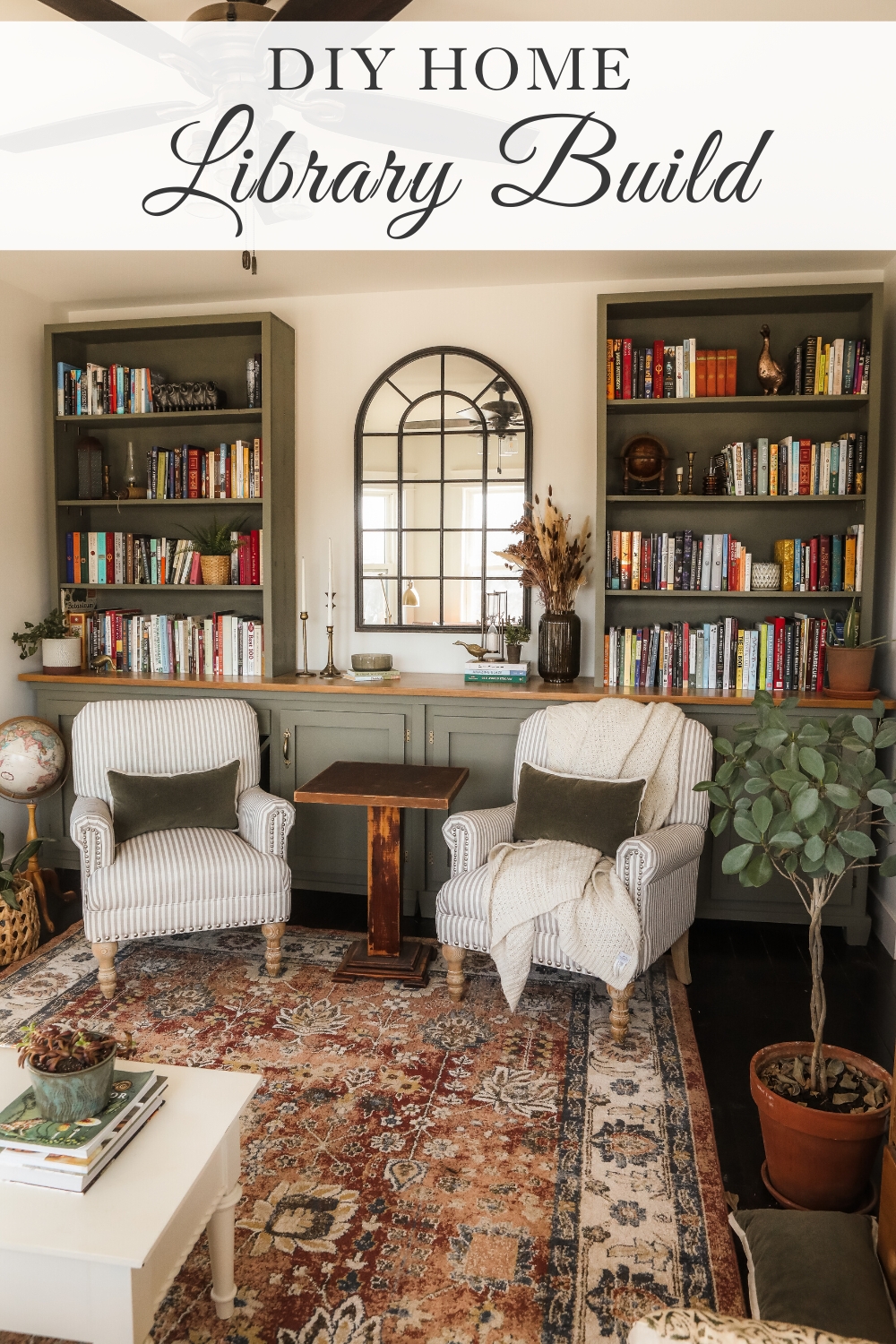DIY Home Library Build with DIY Bookshelves