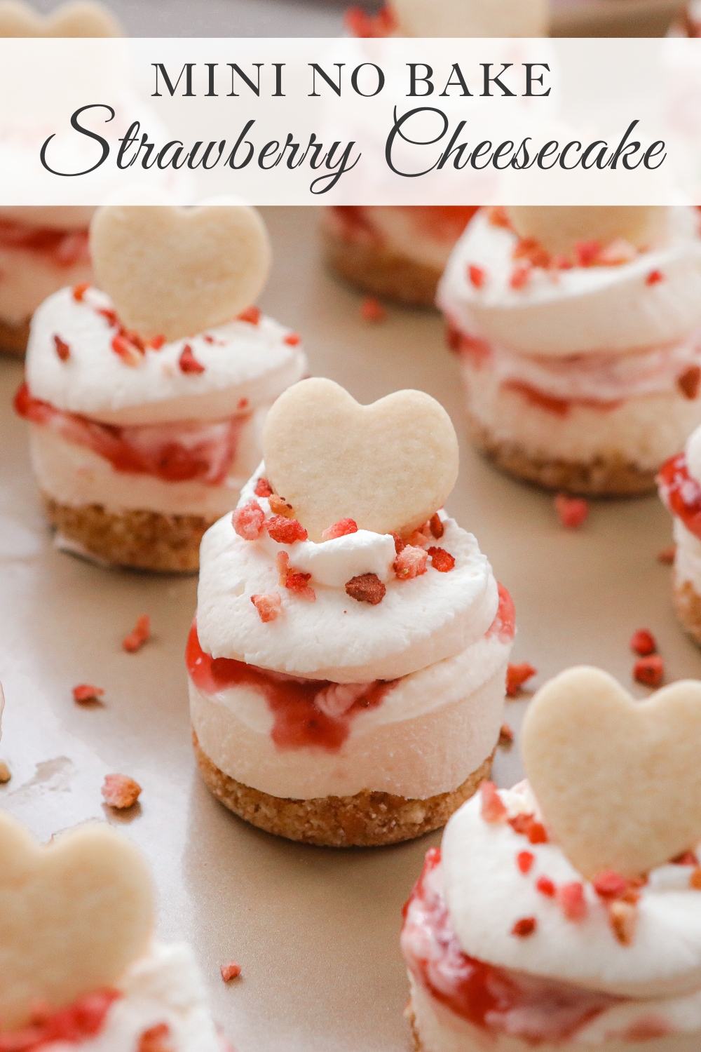 Mini No Bake Strawberry Cheesecakes - Sugar Maple Farmhouse