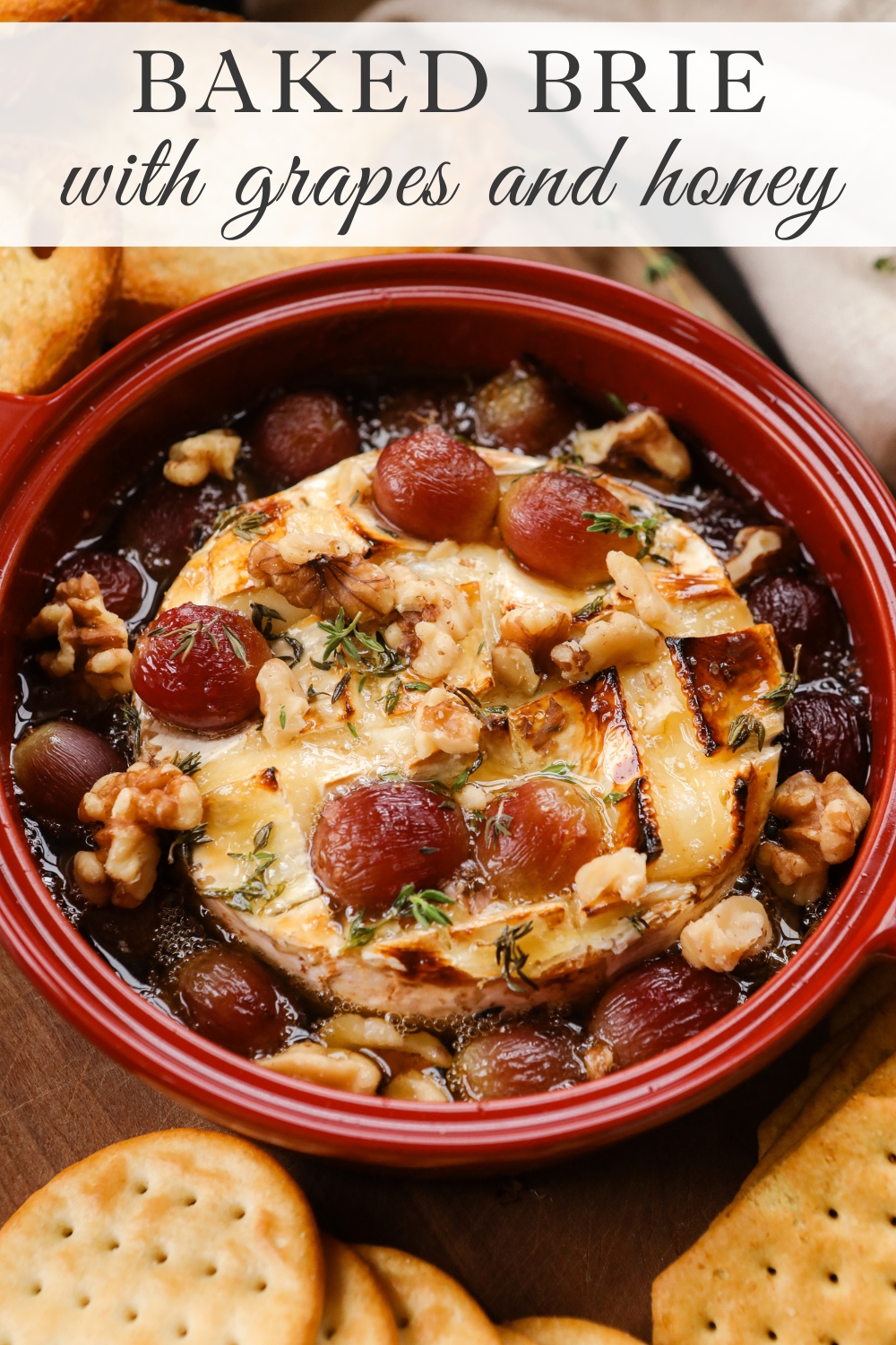 Baked Brie with Grapes and Honey recipe - Sugar Maple Farmhouse easy appetizer recipes