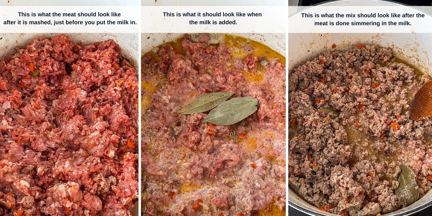 Process of cooking ragu beef - Sugar Maple Farmhouse