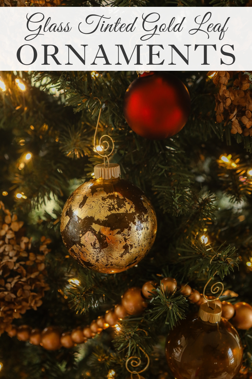 Glass Tinted Gold Leaf Ornaments - Sugar Maple Farmhouse