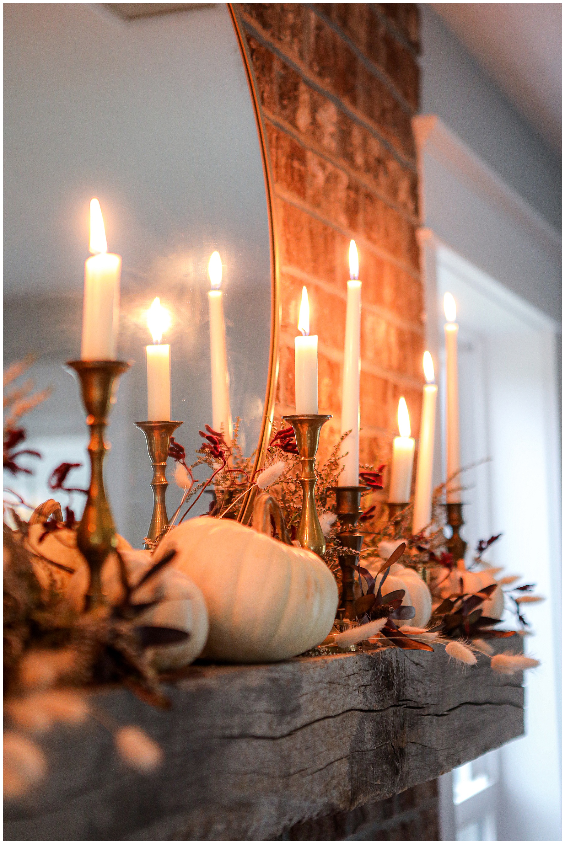 Fall fireplace thanksgiving decor