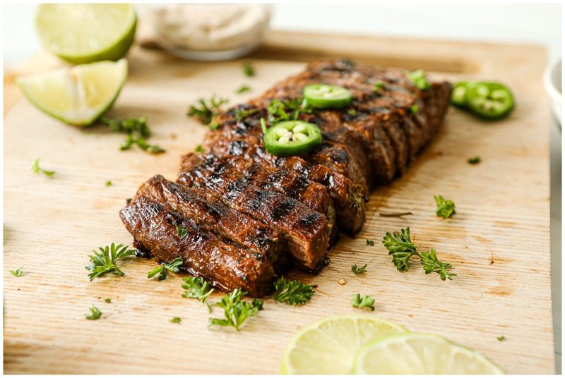 Tequila Lime Flank Steak on the grill - Sugar Maple Farmhouse