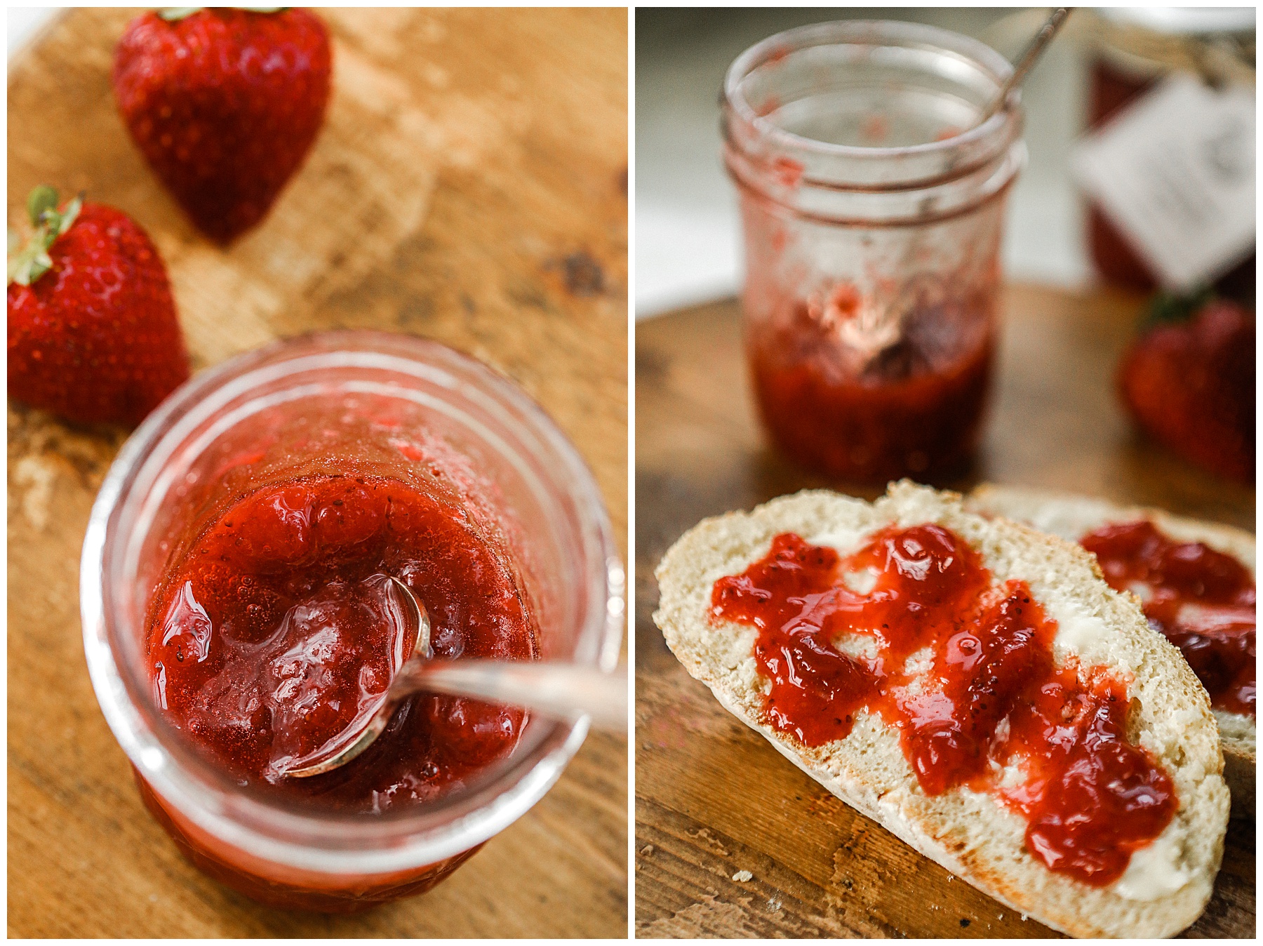 Homemade strawberry jam with fresh Dutch oven bread