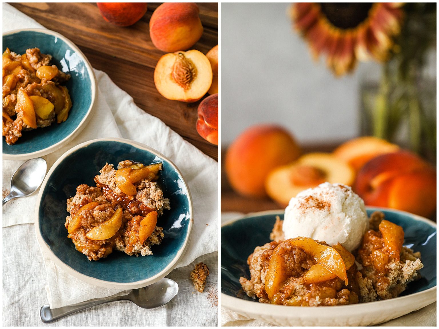 Oatmeal Peach Cobbler with fresh peaches Sugar Maple Farmhouse