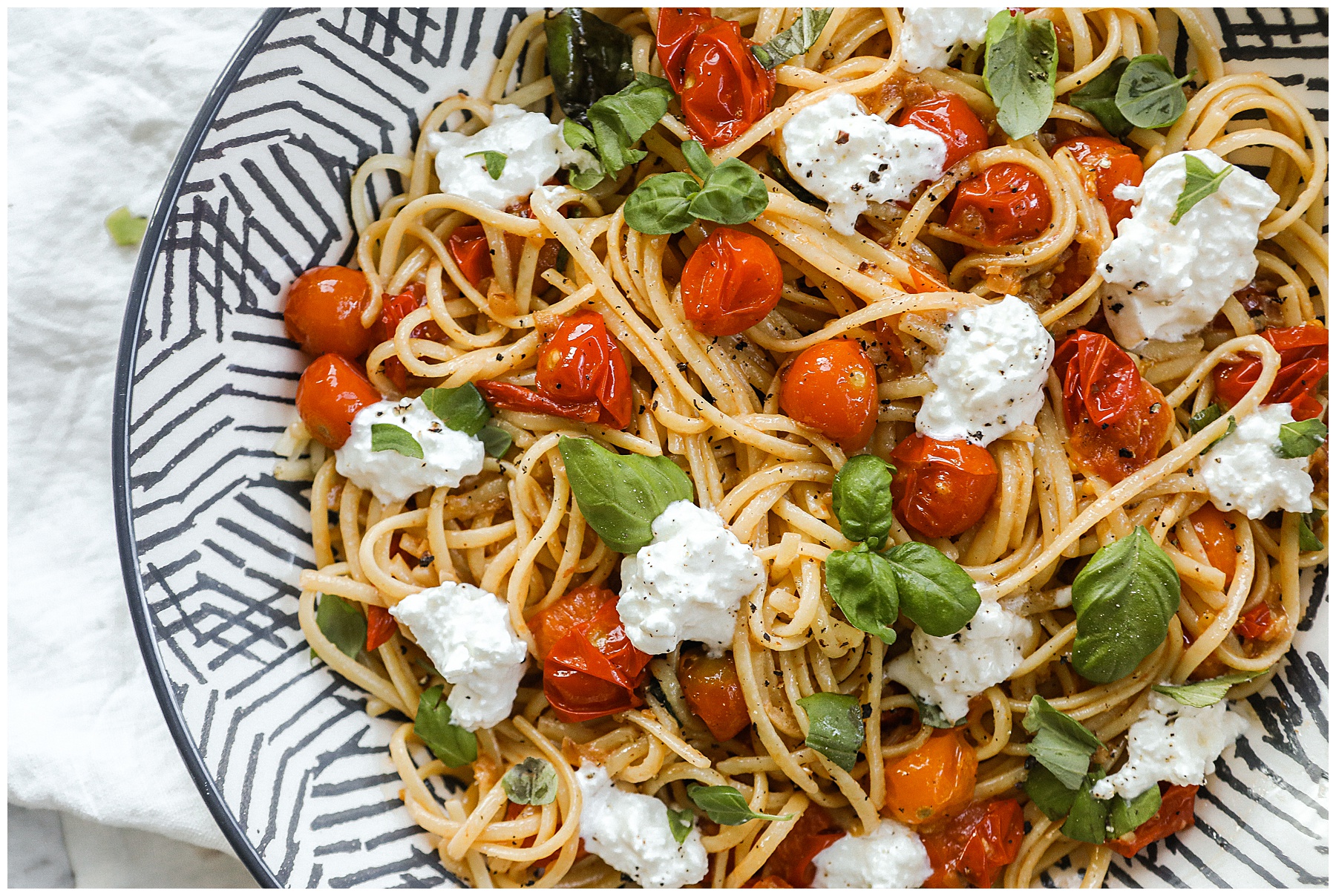 White Wine Butter Sauce Pasta with blistered tomatoes