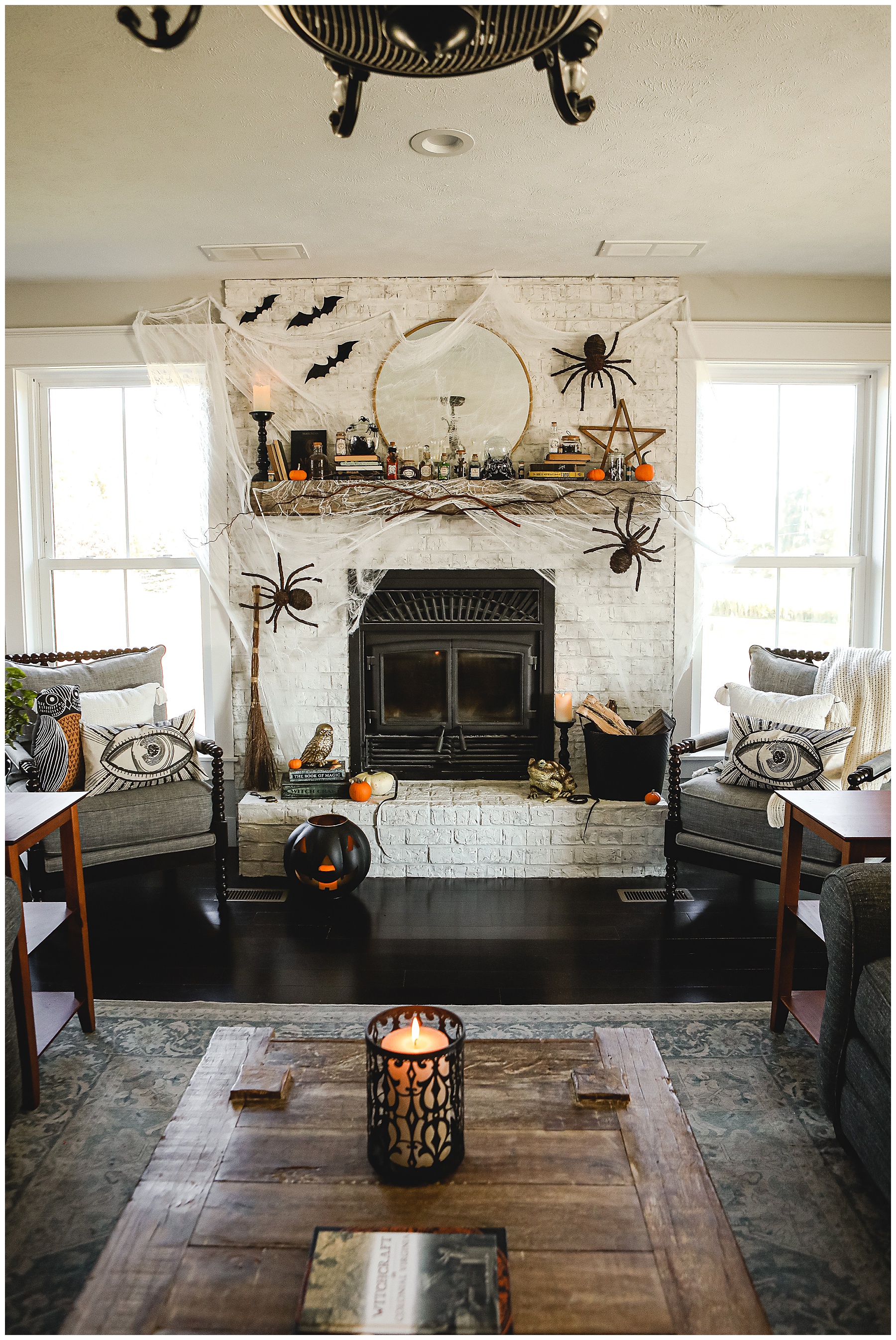 Witchy Halloween Fireplace Decor
