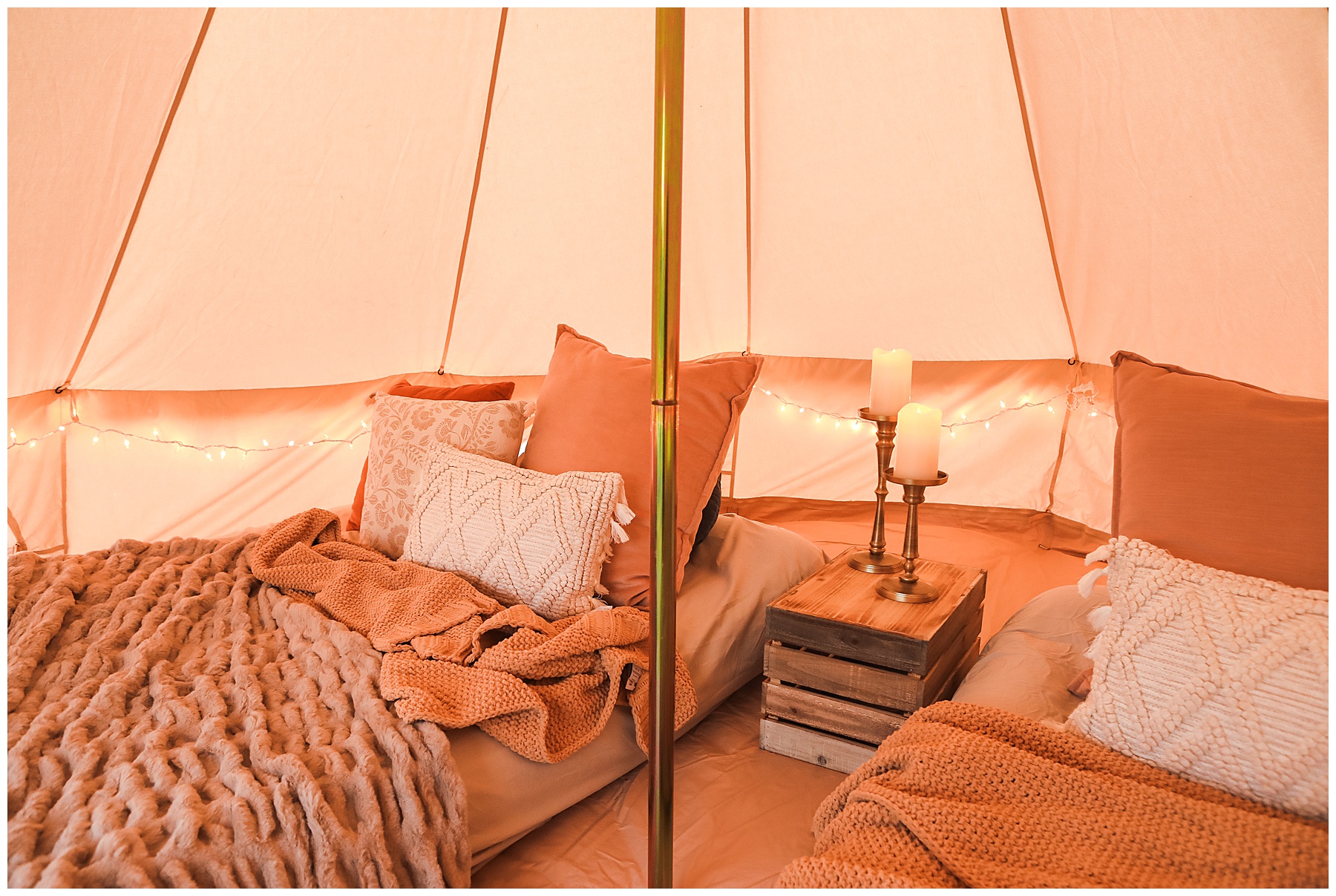 Beds in tent