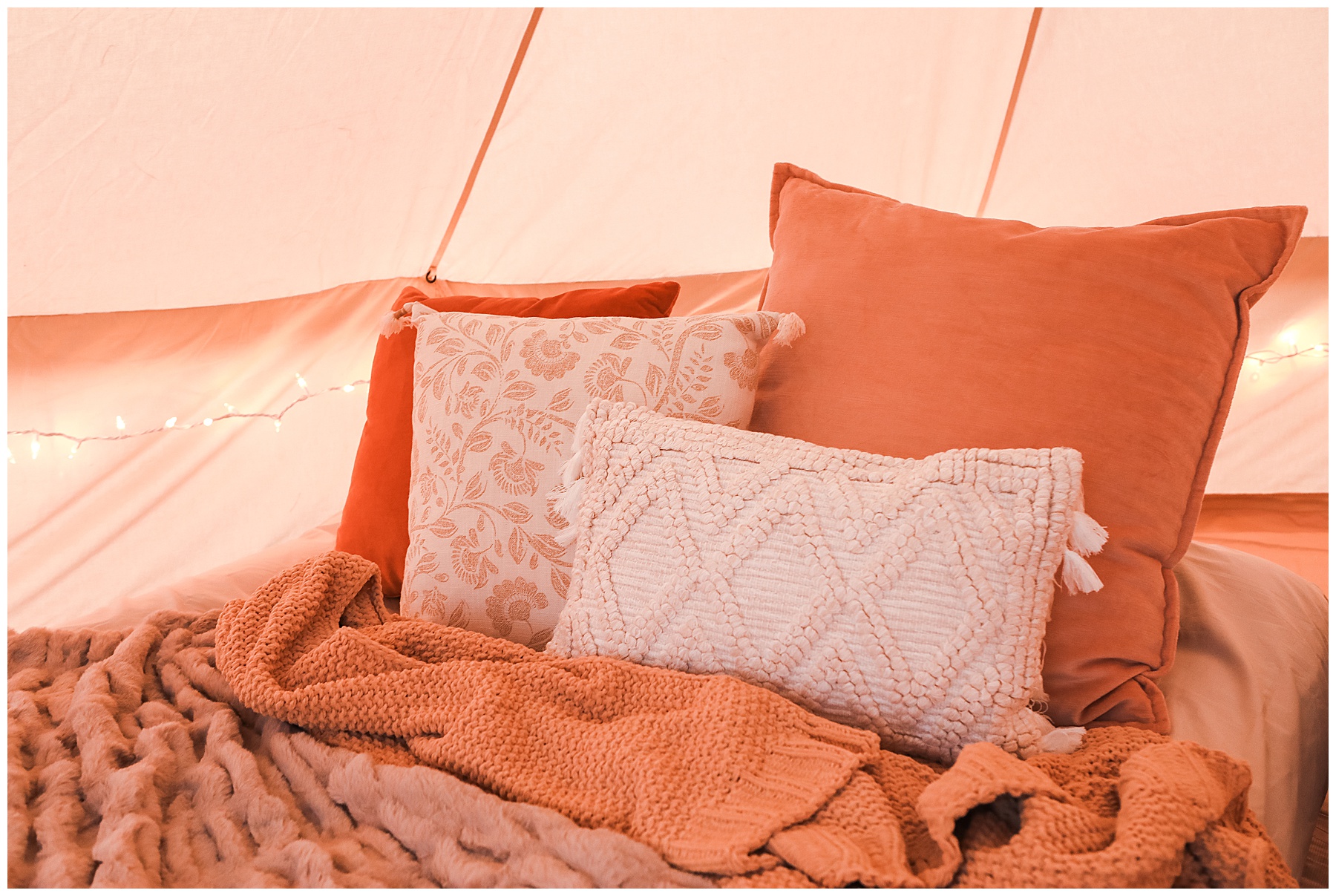 Pillows in tent