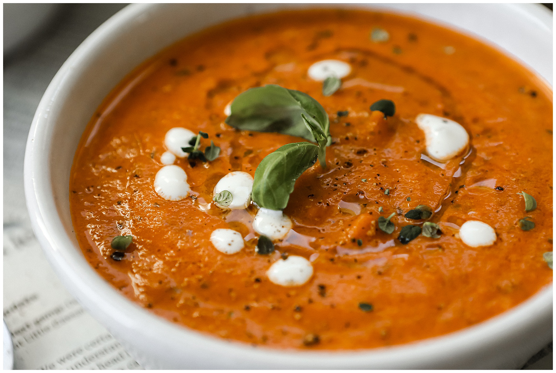 Creamy tomato soup with basil