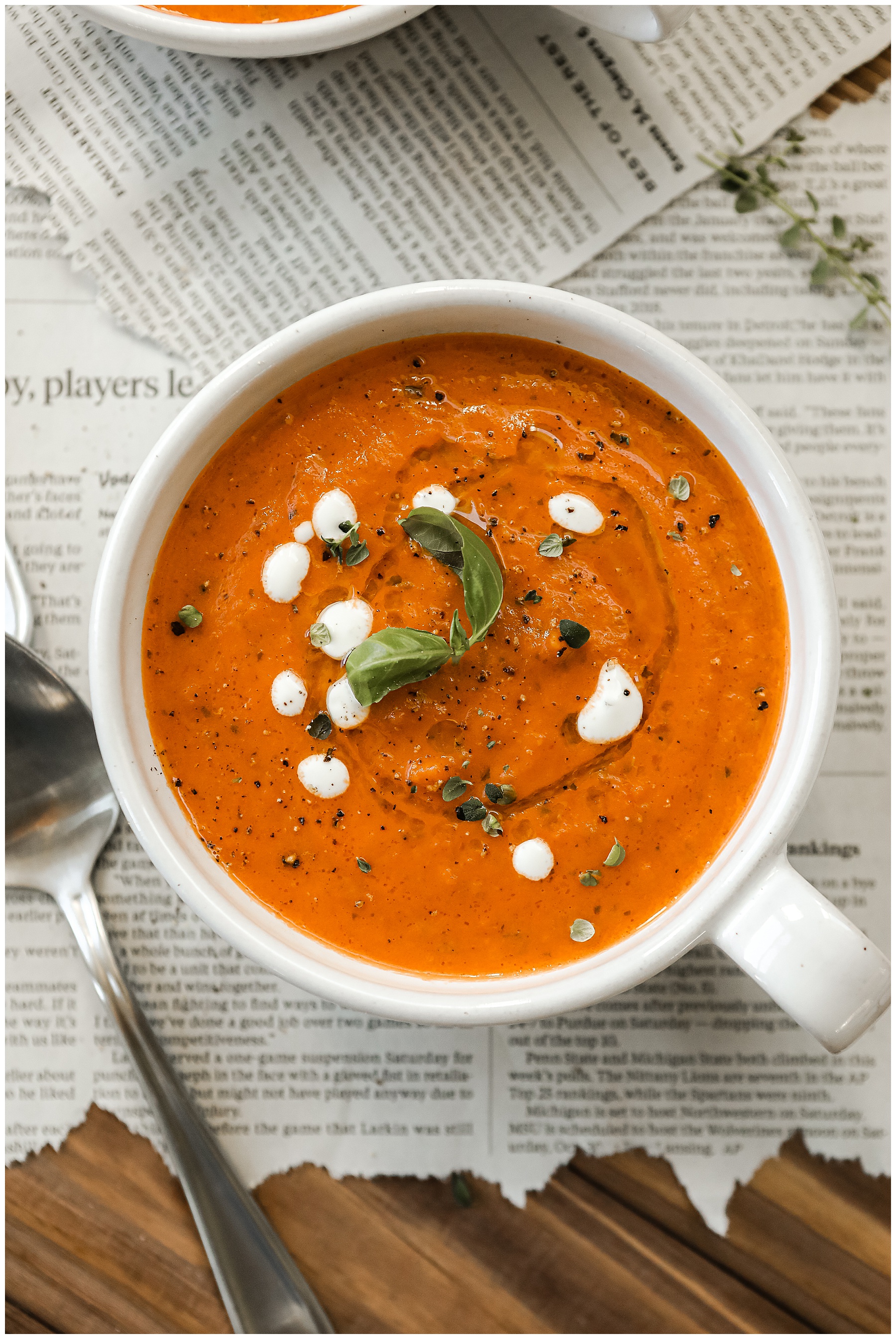 creamy tomato soup with basil