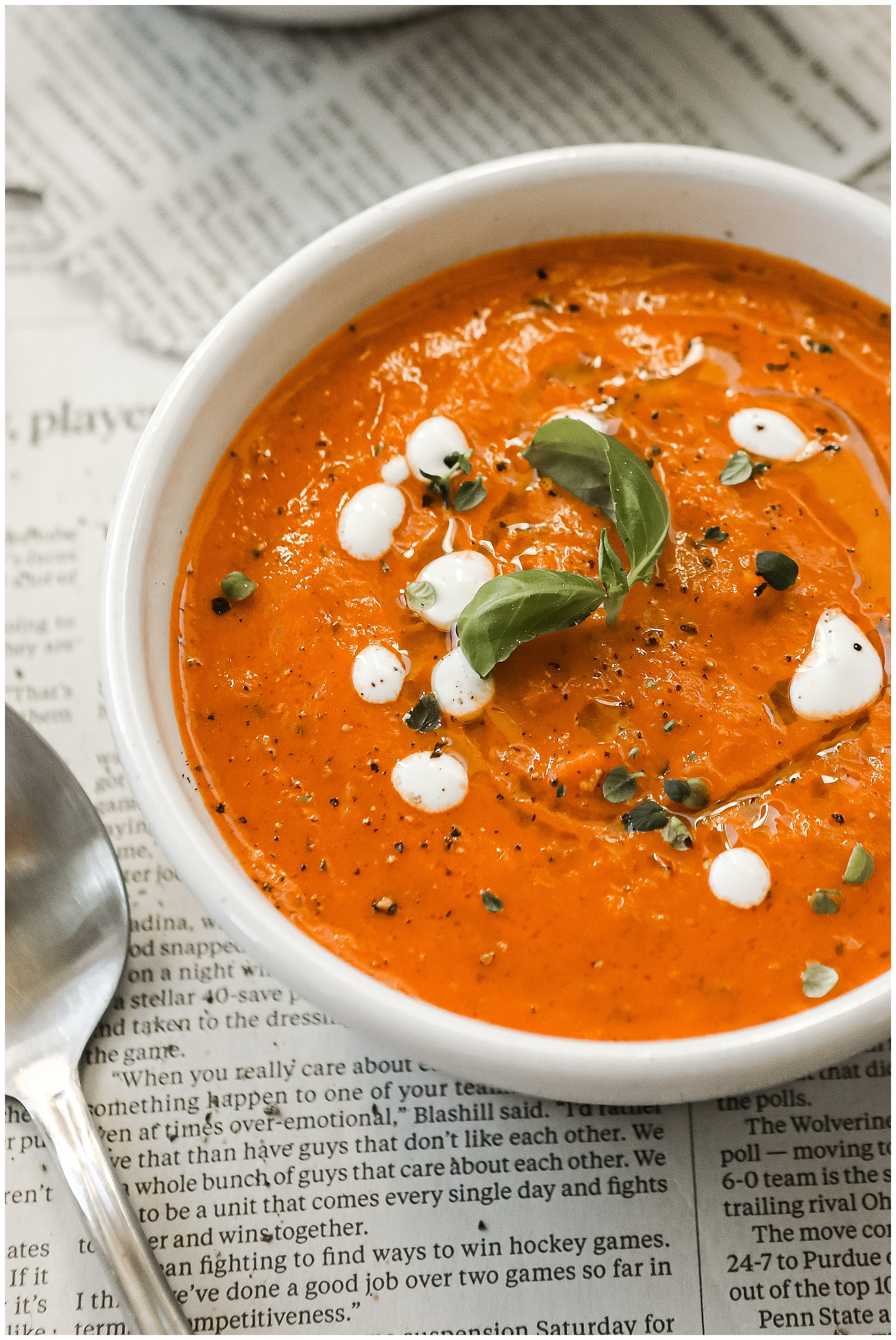 creamy tomato soup with basil