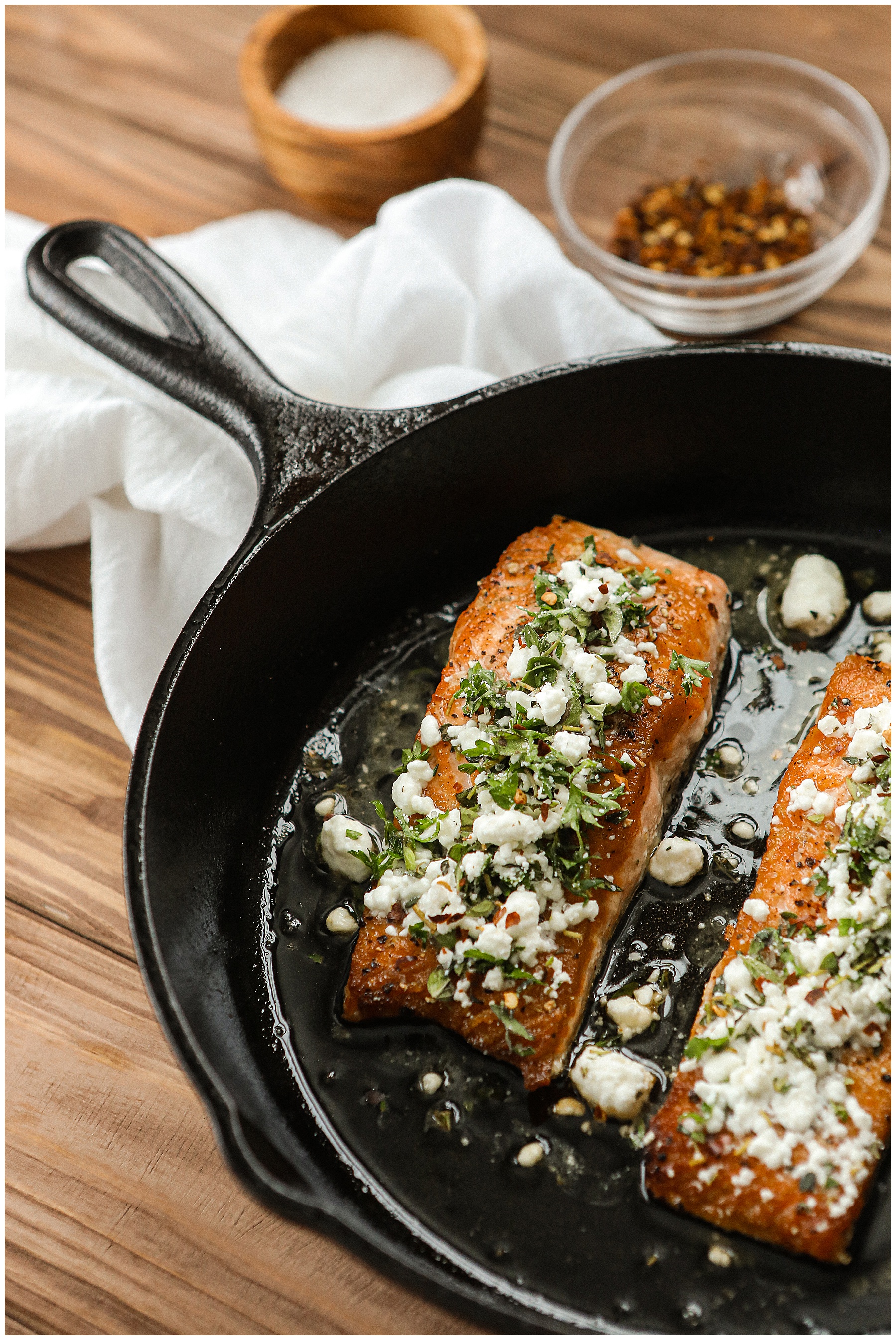 Salmon with goat cheese & herbs