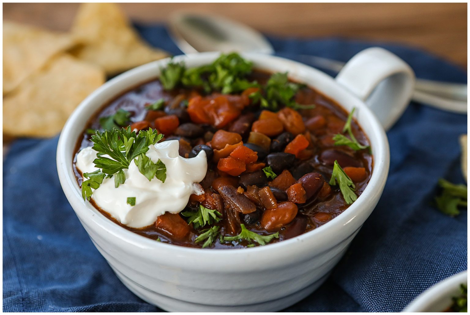 Easy Three Bean Chili recipe Sugar Maple Farmhouse