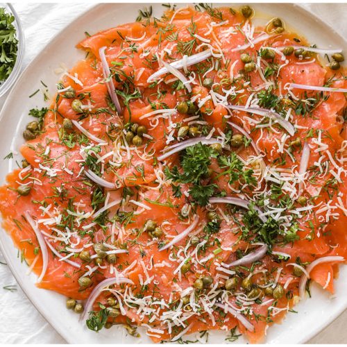 Smoked salmon carpaccio with capers & herbs Sugar Maple Farmhouse
