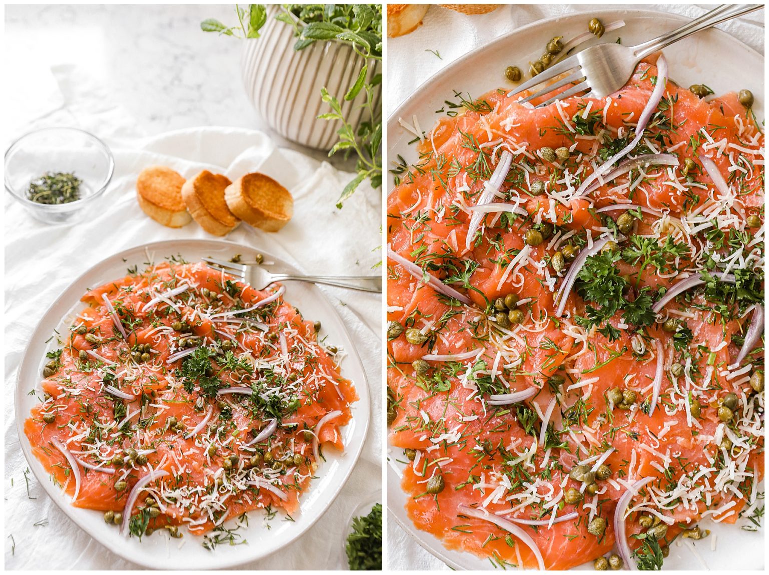 Smoked salmon carpaccio with capers & herbs Sugar Maple Farmhouse