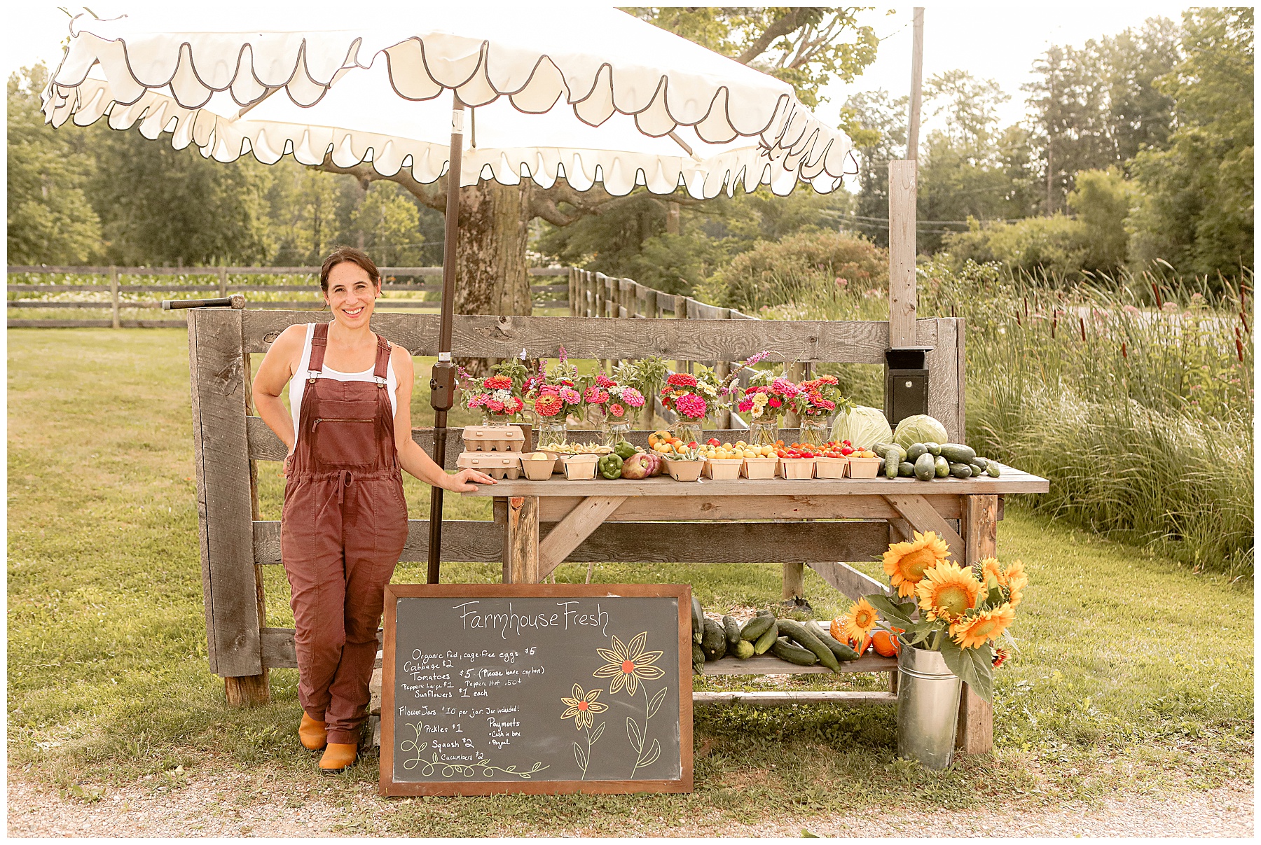 farmstand and overalls