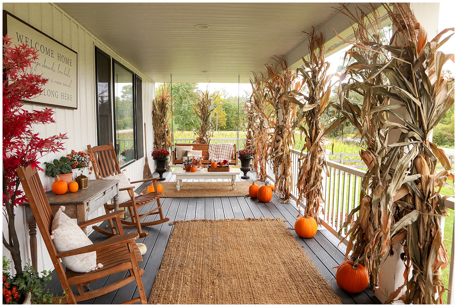 Fall Front porch decorating