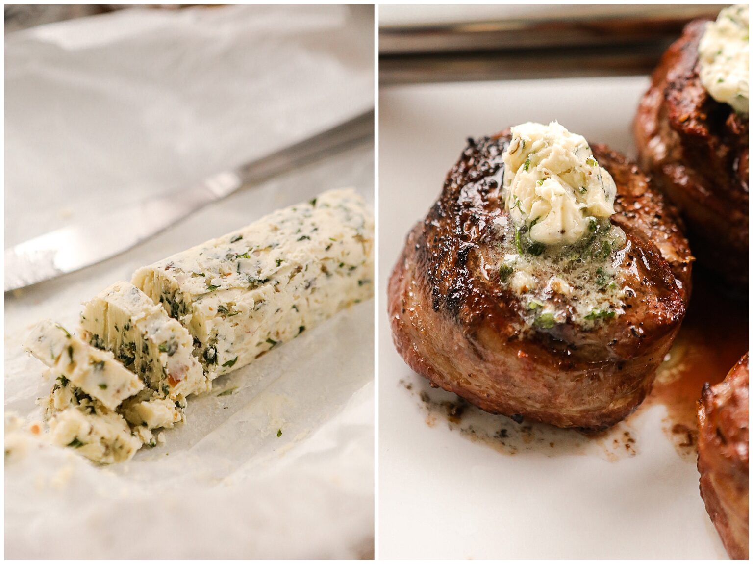 Recipe for Bacon Wrapped Filet Mignon with compound butter