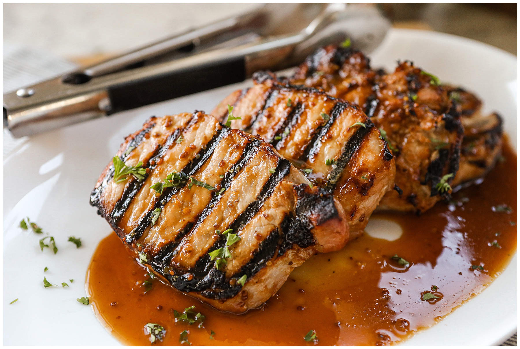 Grilled Pork Chops with Honey Mustard Sauce