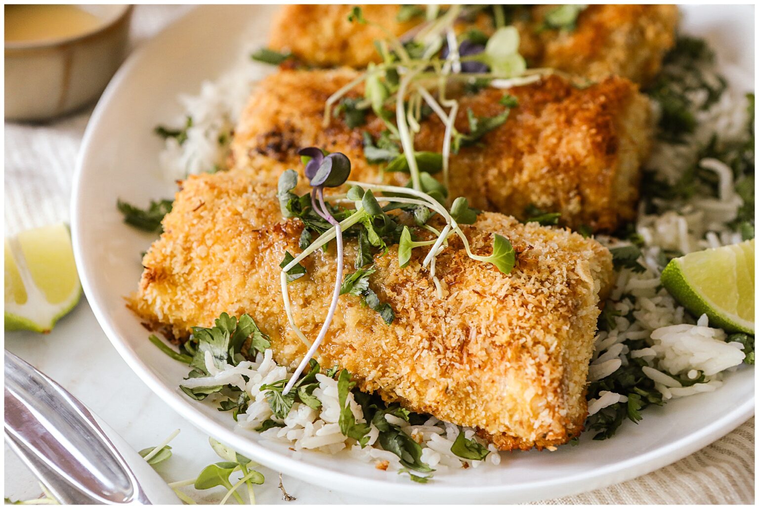 Coconut Crusted Mahi Mahi recipe Sugar Maple Farmhouse