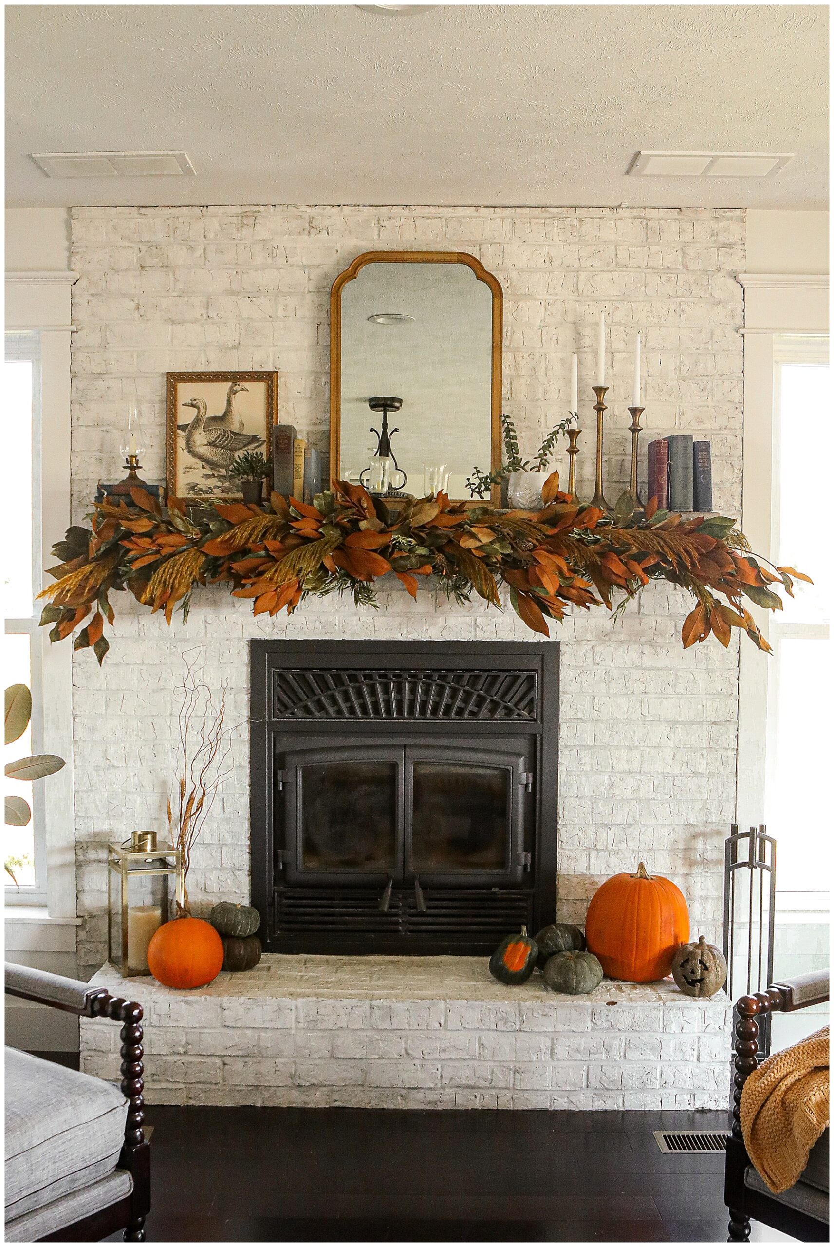 Dried Floral Fall Fireplace Decor