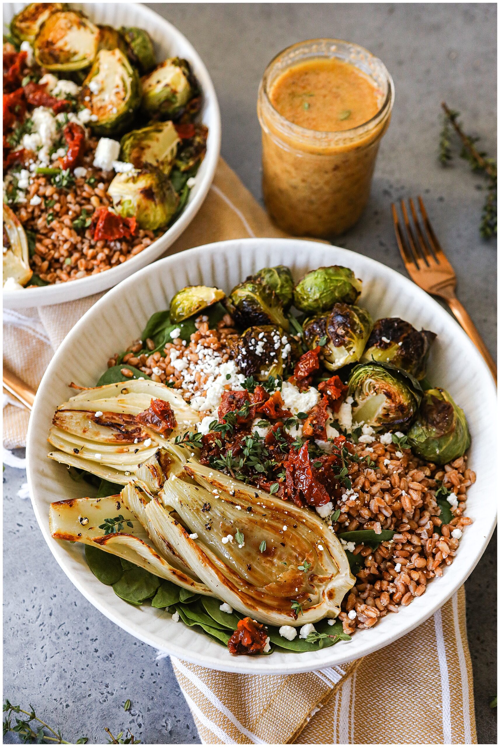 Roasted Fennel Salad with Brussels Sprouts and Farro