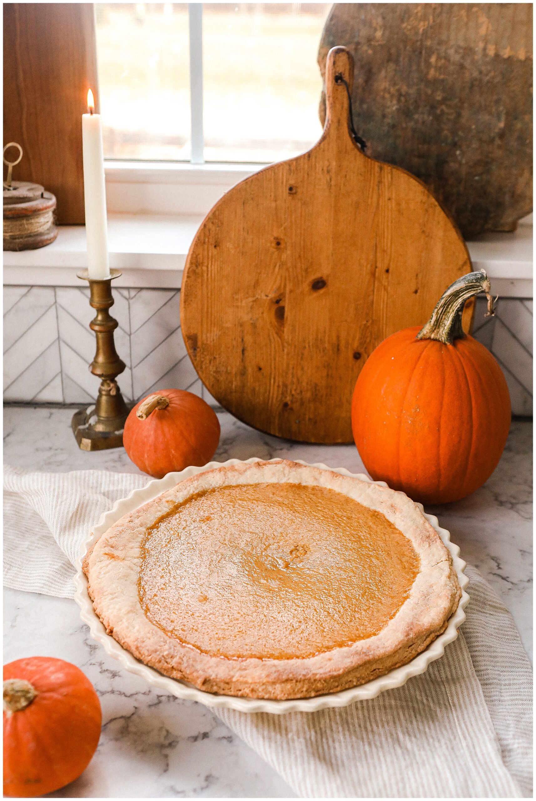 homemade pumpkin pie with homemade pie crust
