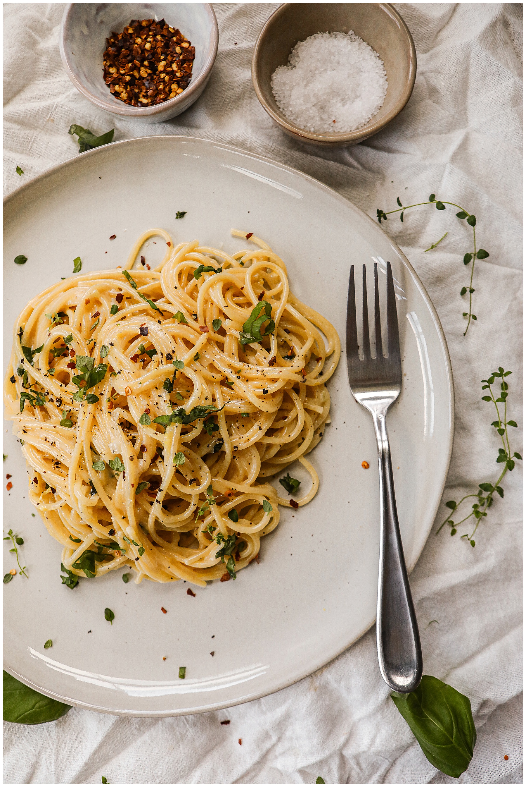 Creamy Lemon Butter Pasta Sauce with spaghetti