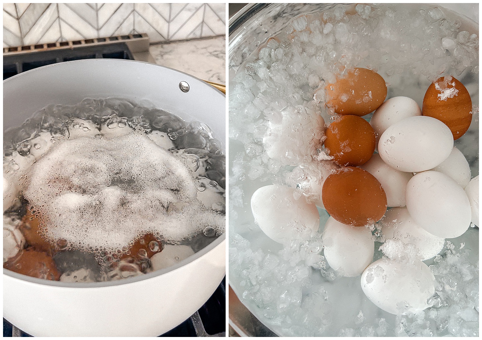 Hand boiling eggs