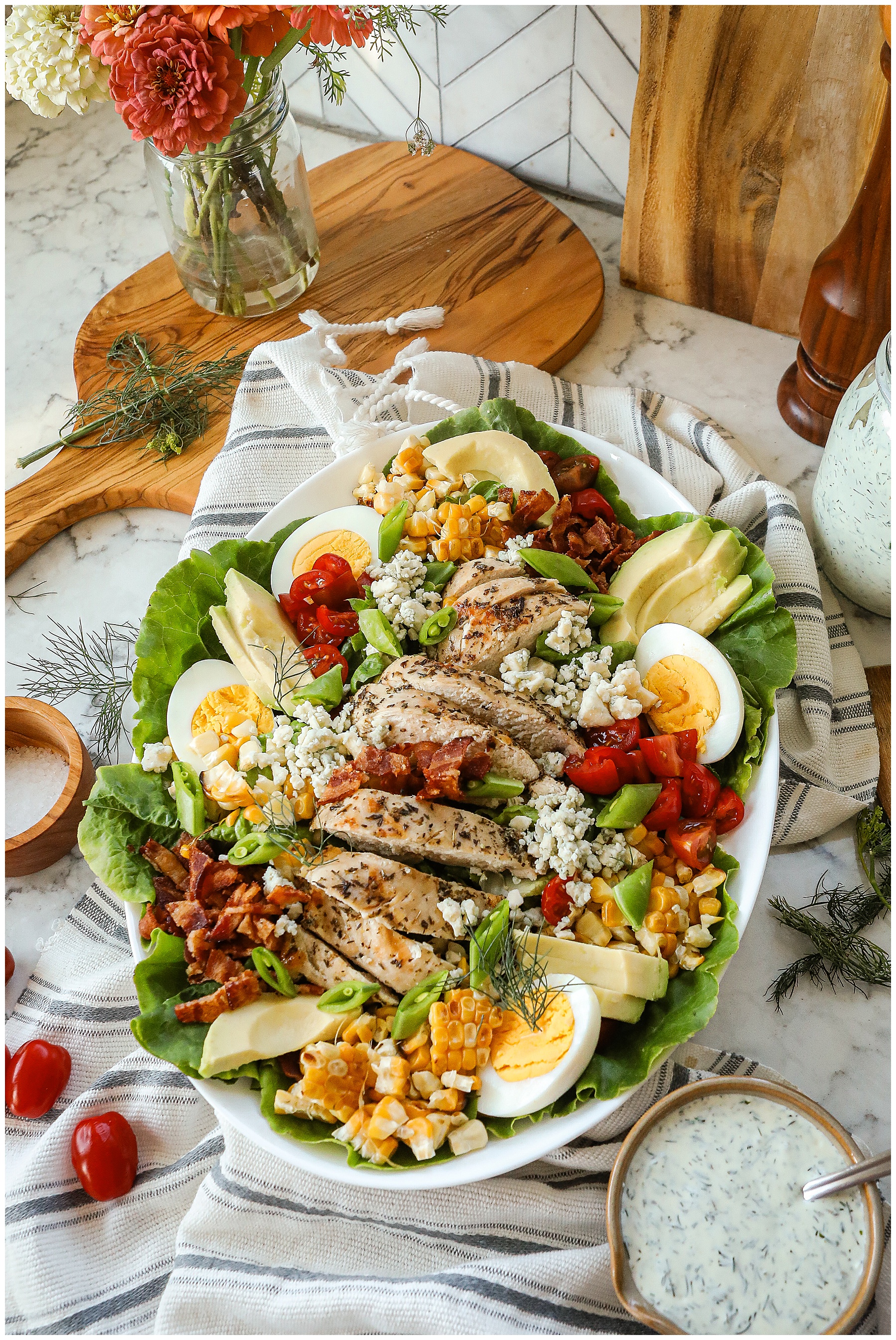 Summer Cobb Salad Recipe with Double Dill Ranch