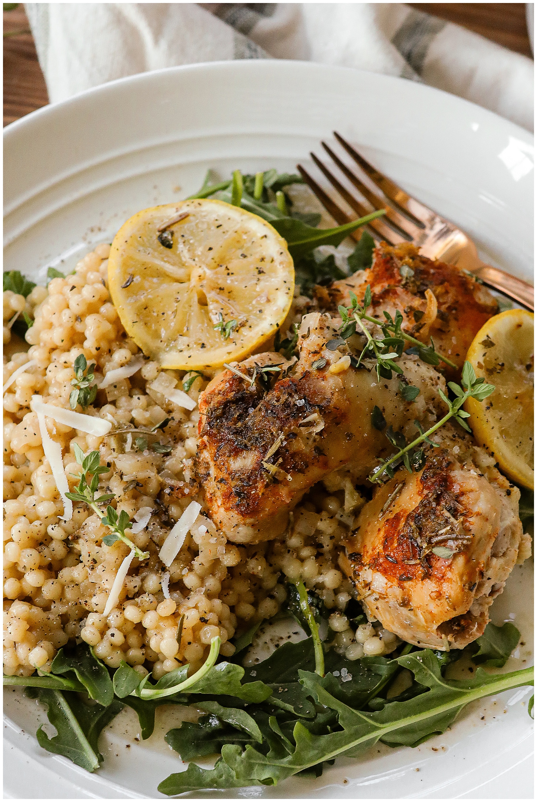 Slow Cooker Lemon Chicken with Cous Cous - Sugar Maple Farmhouse