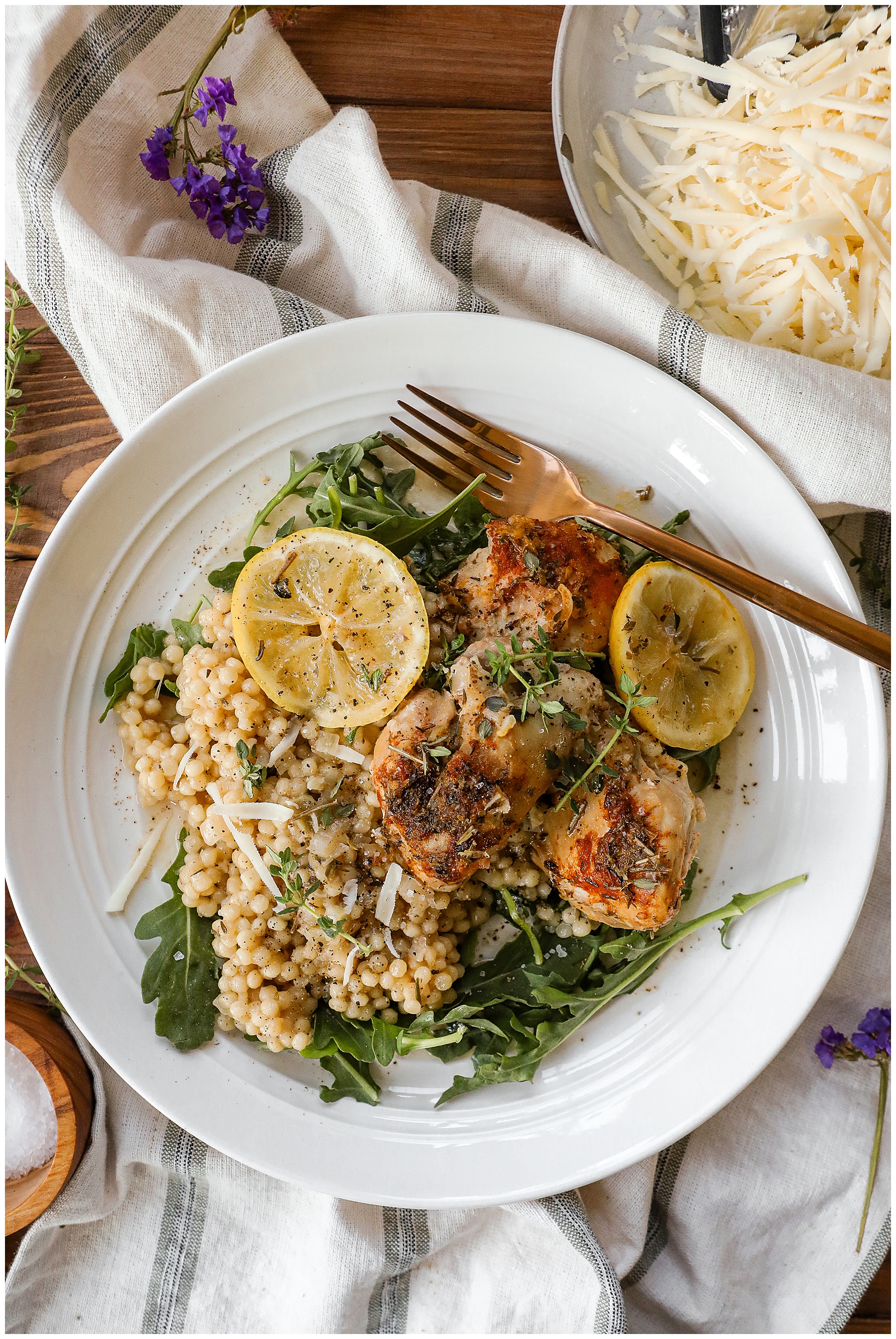 Slow Cooker Lemon Chicken with Cous Cous - Sugar Maple Farmhouse