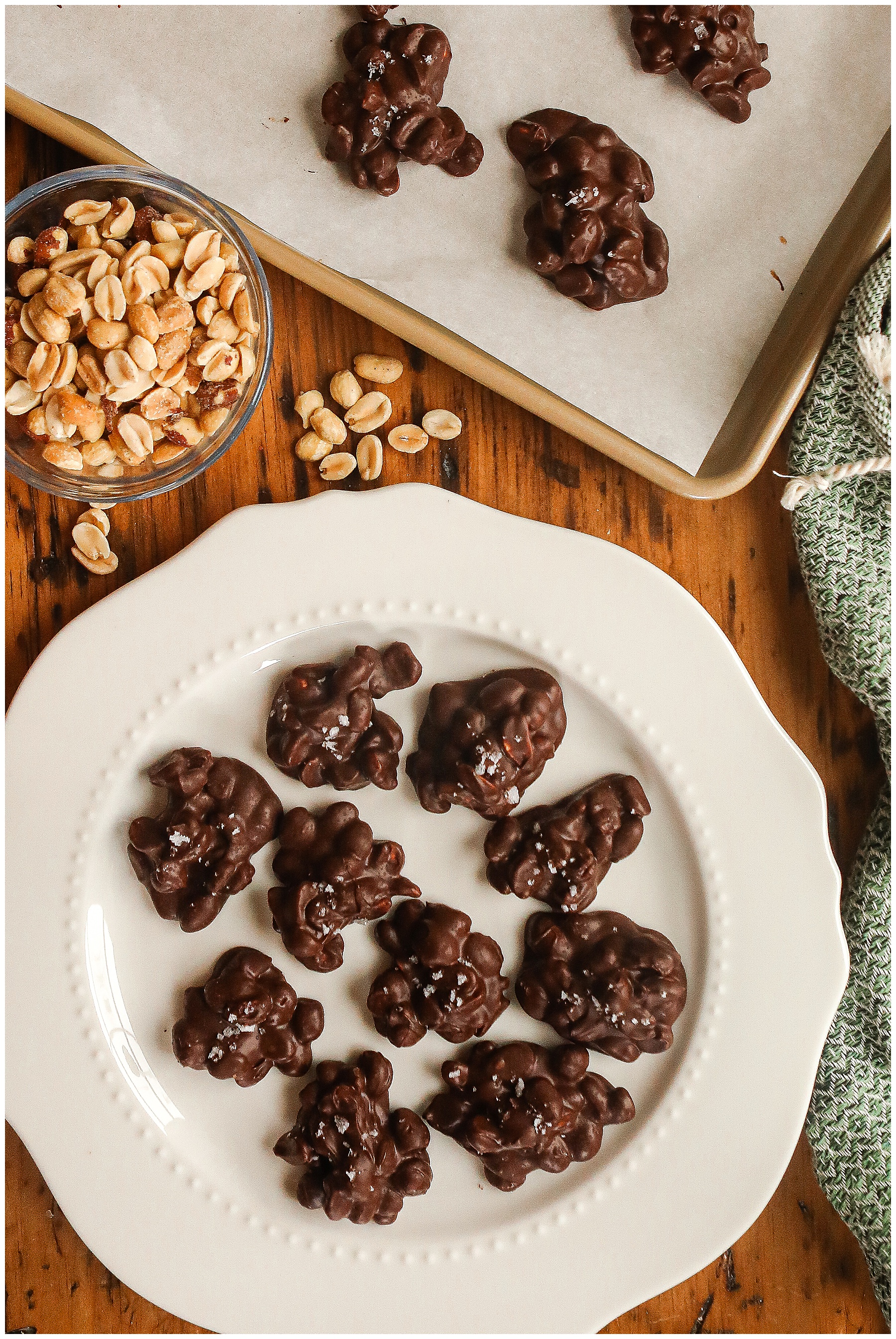 Chocolate Covered peanut clusters - Sugar Maple Farmhouse