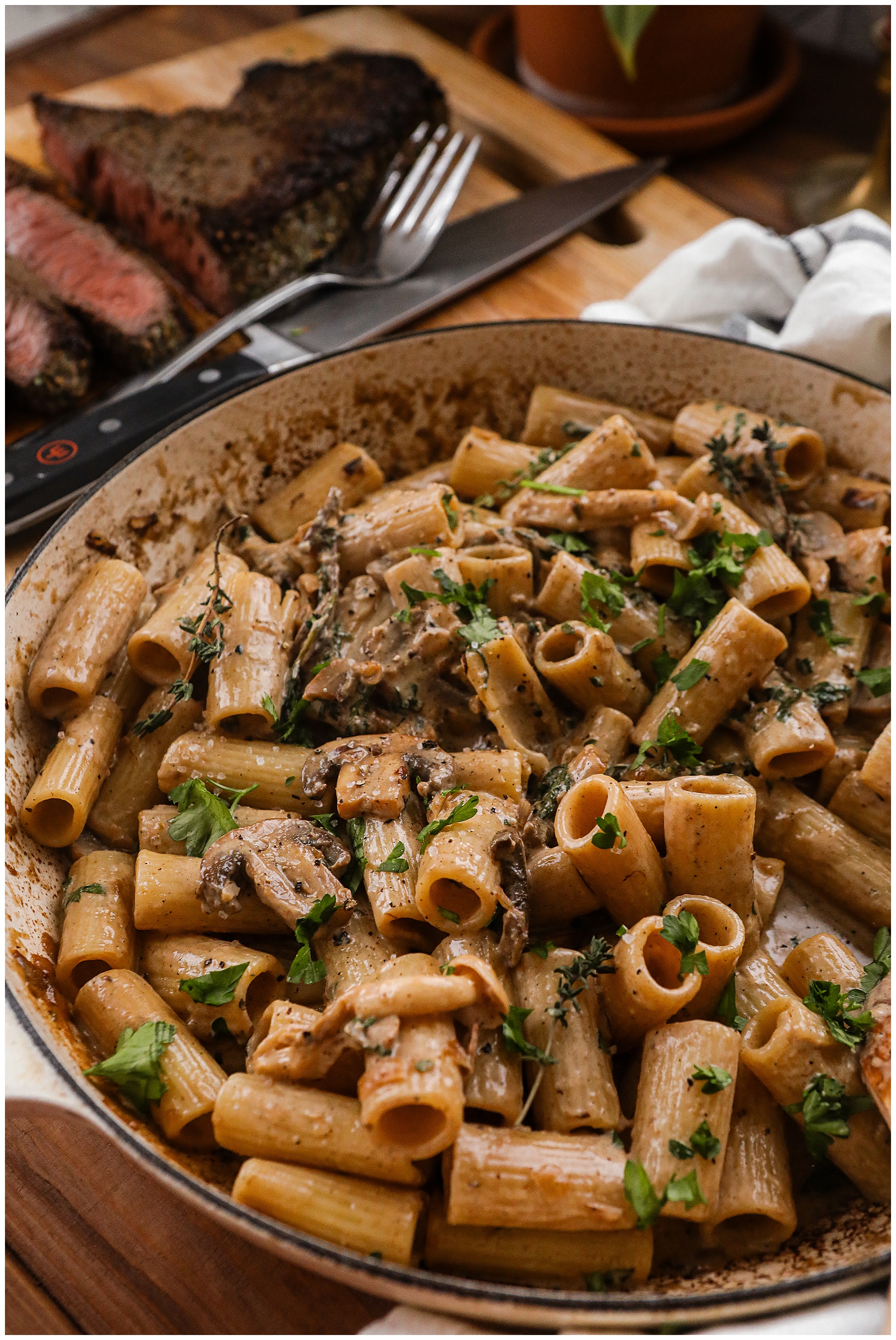 Mushroom Steak Pasta recipe - Sugar Maple Farmhouse