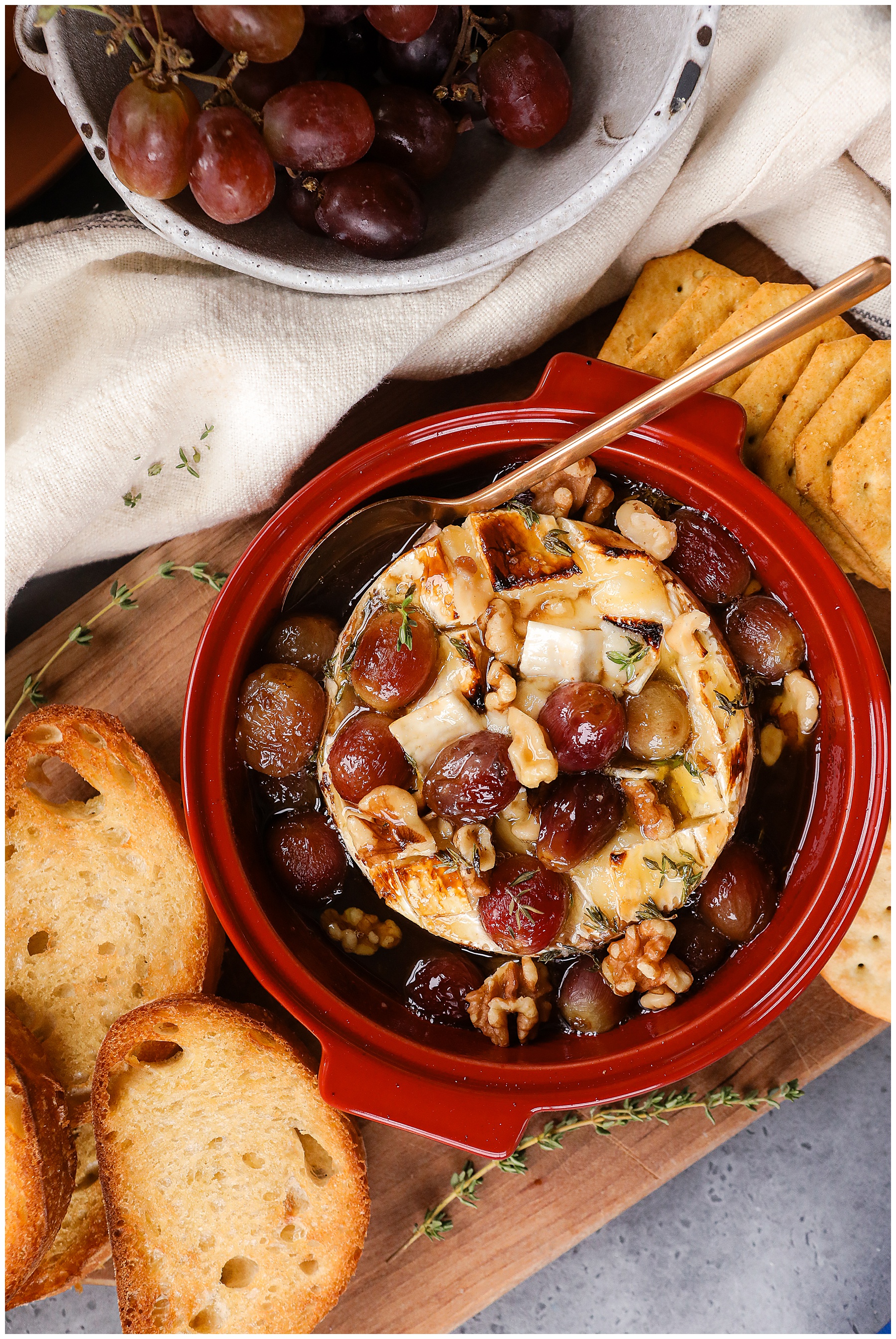 Baked Brie with Grapes and Honey recipe - Sugar Maple Farmhouse easy appetizer recipes