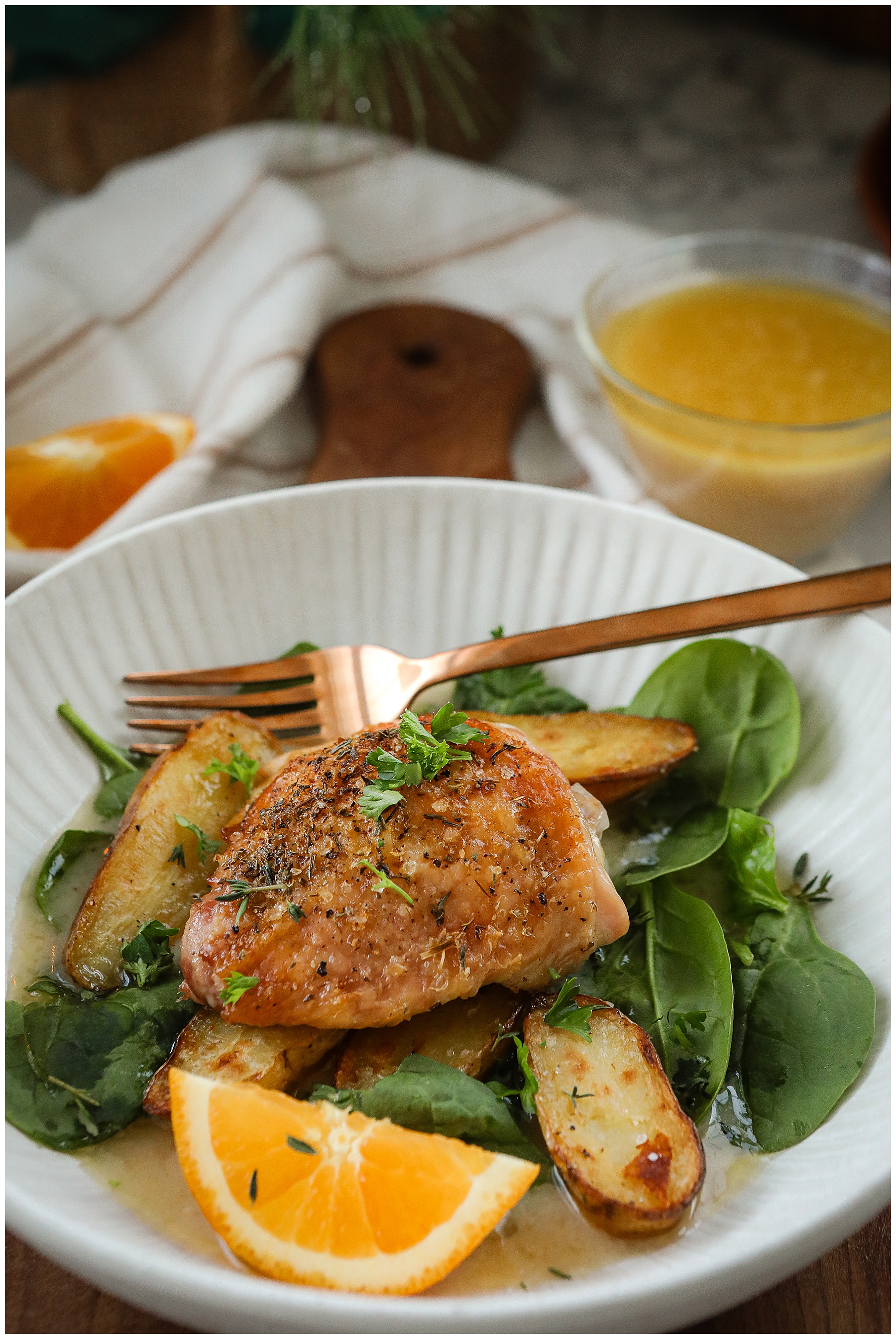 Herb & Orange Roasted Chicken Thighs recipe - Sugar Maple Farmhouse dinner recipes