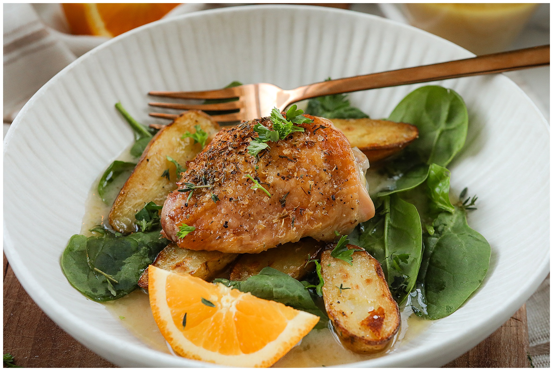 Herb & Orange Roasted Chicken Thighs recipe - Sugar Maple Farmhouse dinner recipes