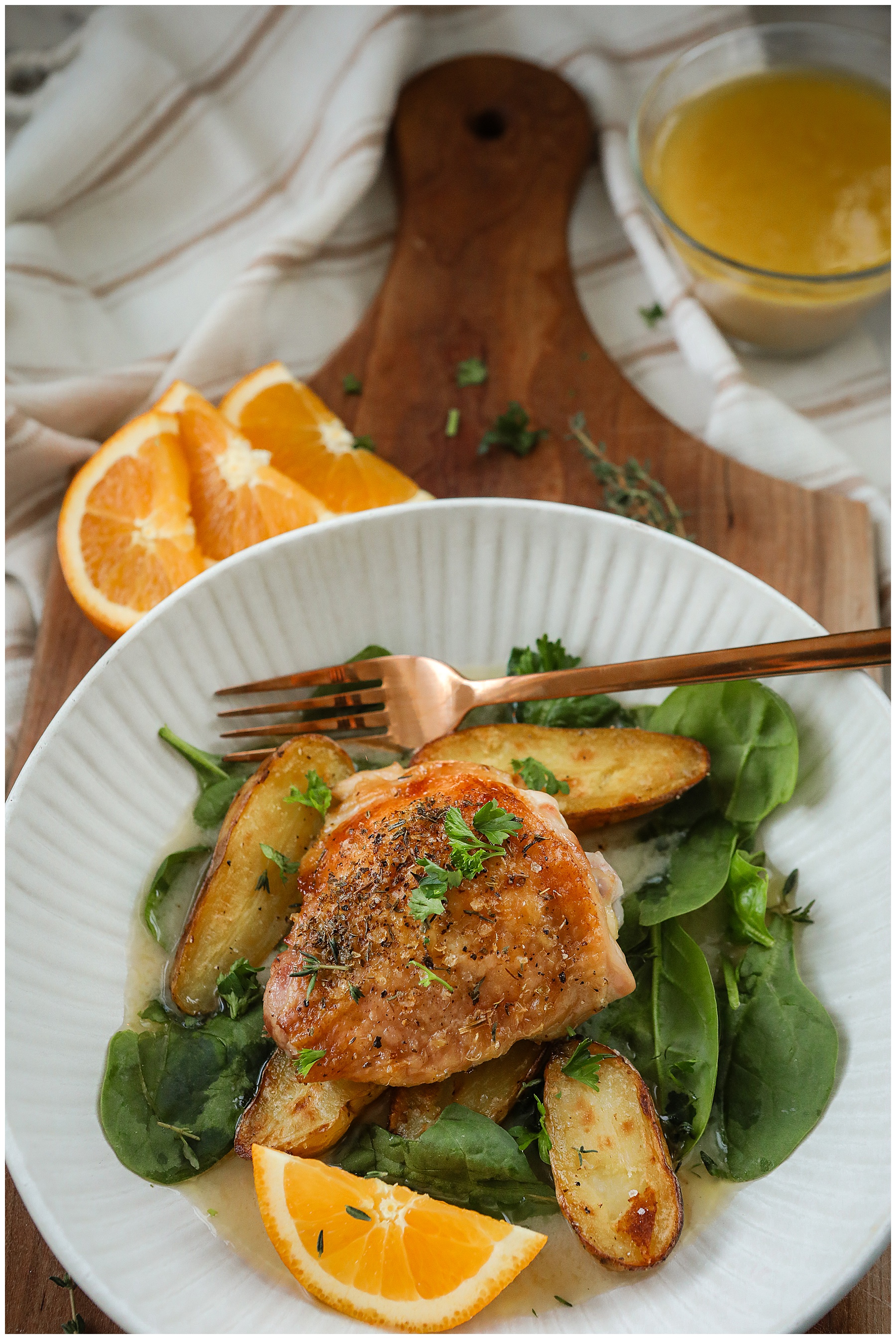 Herb & Orange Roasted Chicken Thighs recipe - Sugar Maple Farmhouse dinner recipes