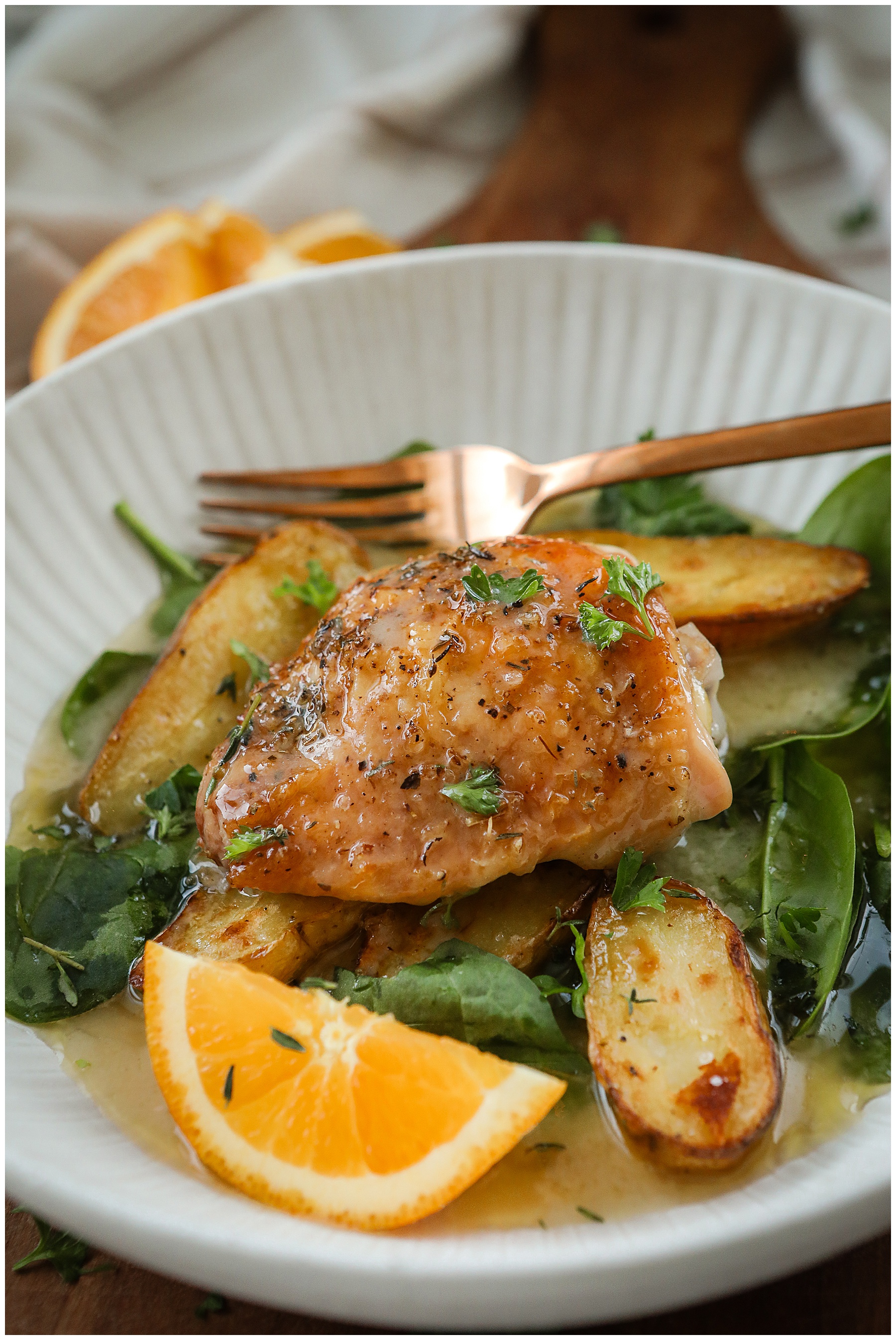 Herb & Orange Roasted Chicken Thighs recipe - Sugar Maple Farmhouse dinner recipes