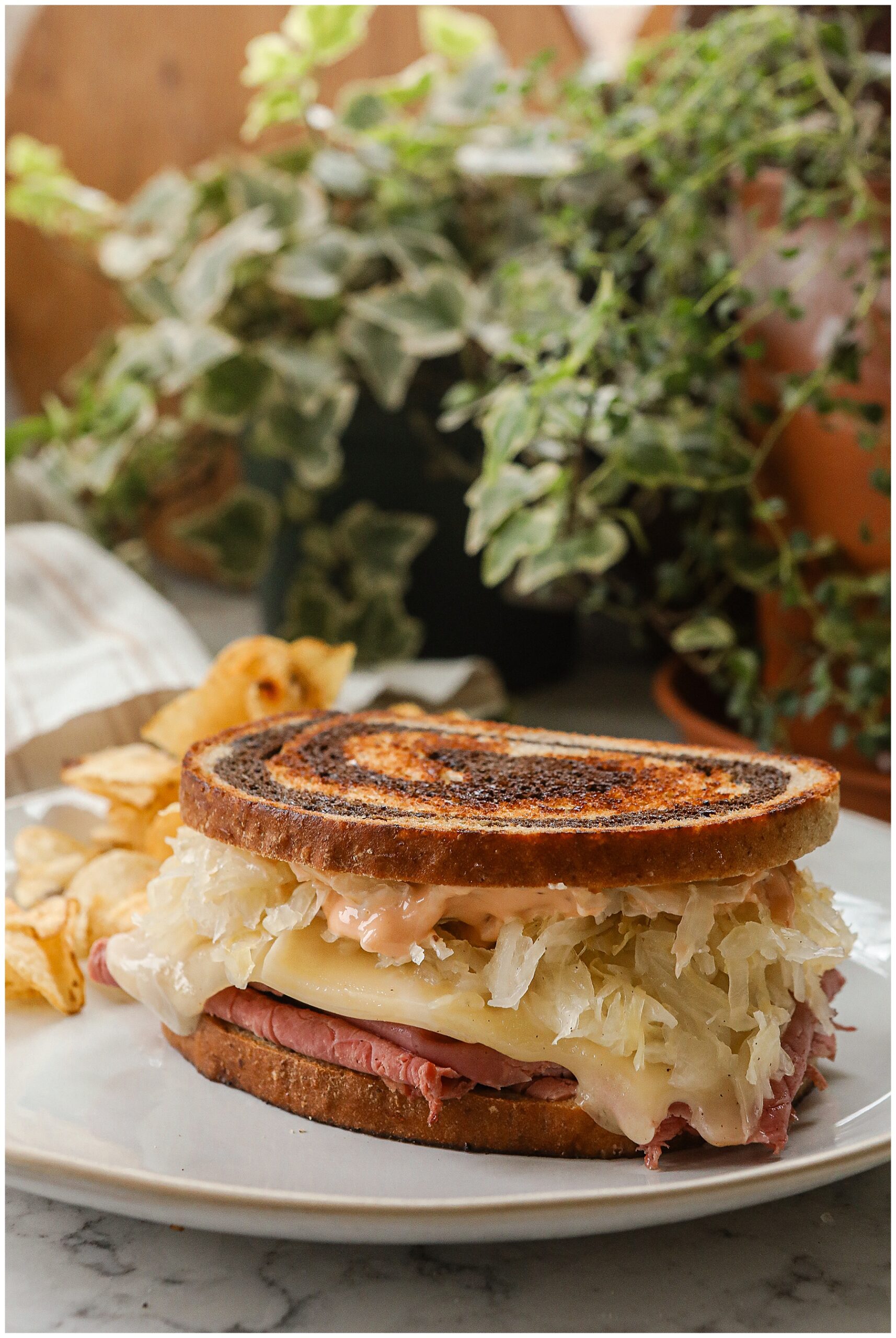 Classic Reuben Sandwich with Homemade Dressing - Sugar Maple Farmhouse Classic Reuben Sandwich with Homemade Dressing - Sugar Maple Farmhouse
