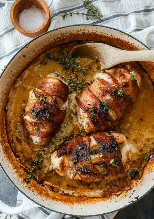 Gouda & Apple Bacon Wrapped Stuffed Chicken