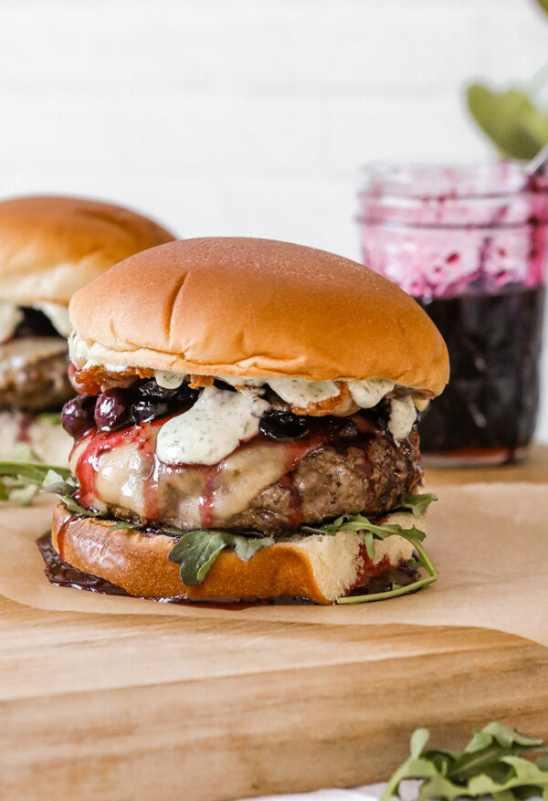 Blueberry Basil Gourmet Burger recipe Sugar Maple Farmhouse