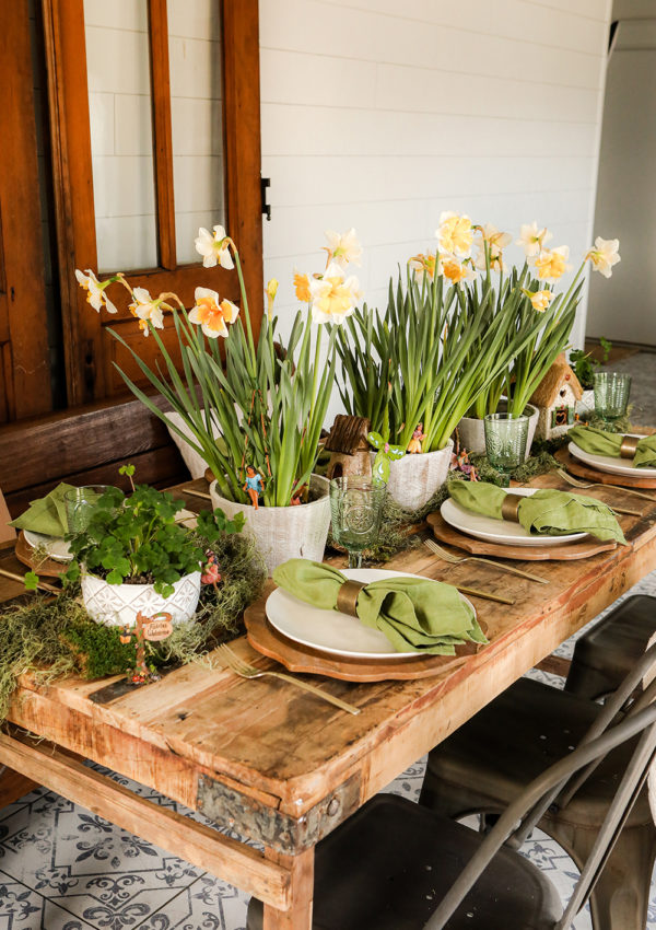 Fairy garden tablescape for spring