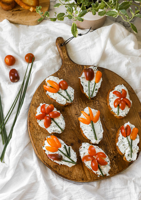 Garden Herb Cream Cheese Spread recipe with tomatoes