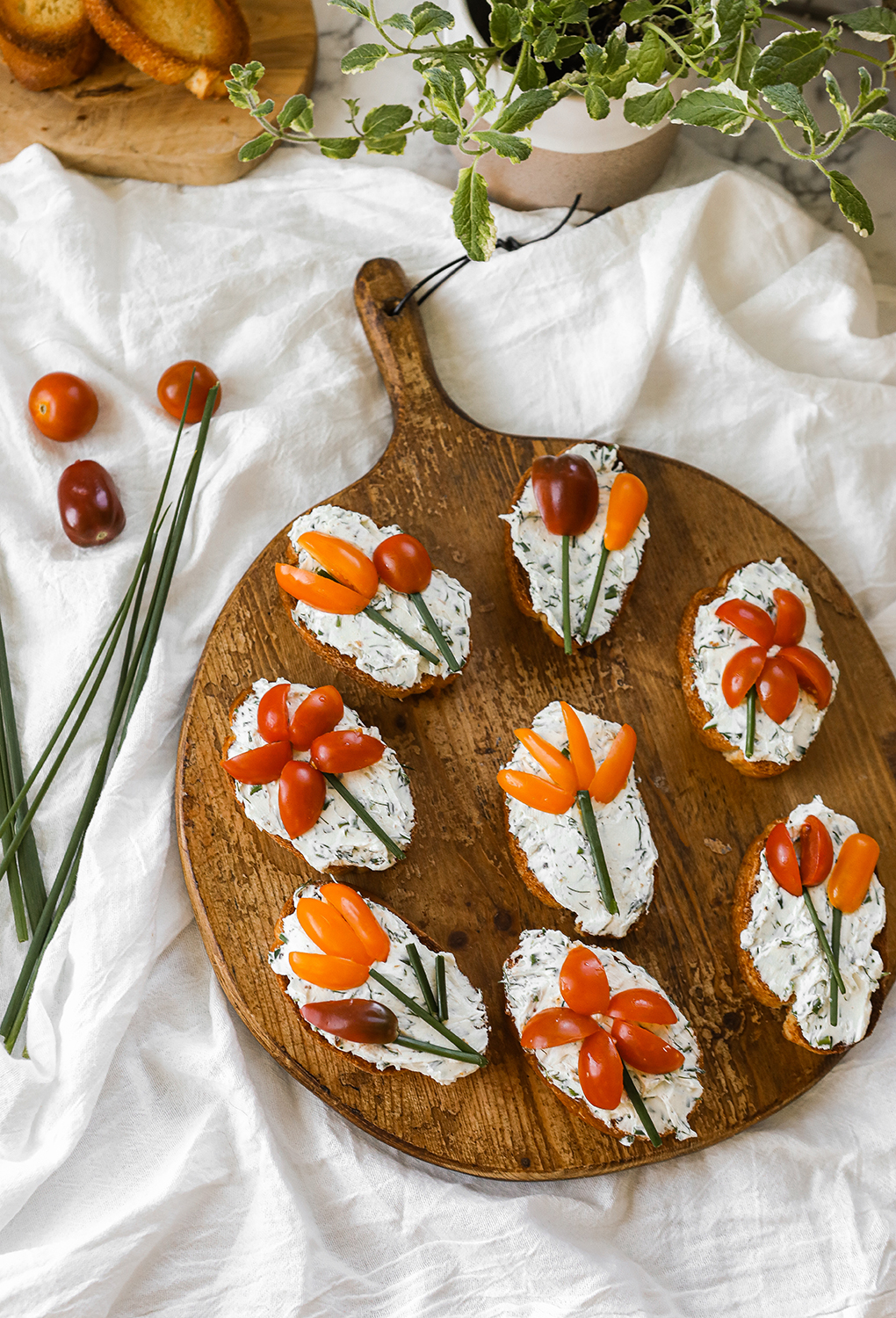 Garden Herb Cream Cheese Spread recipe with tomatoes