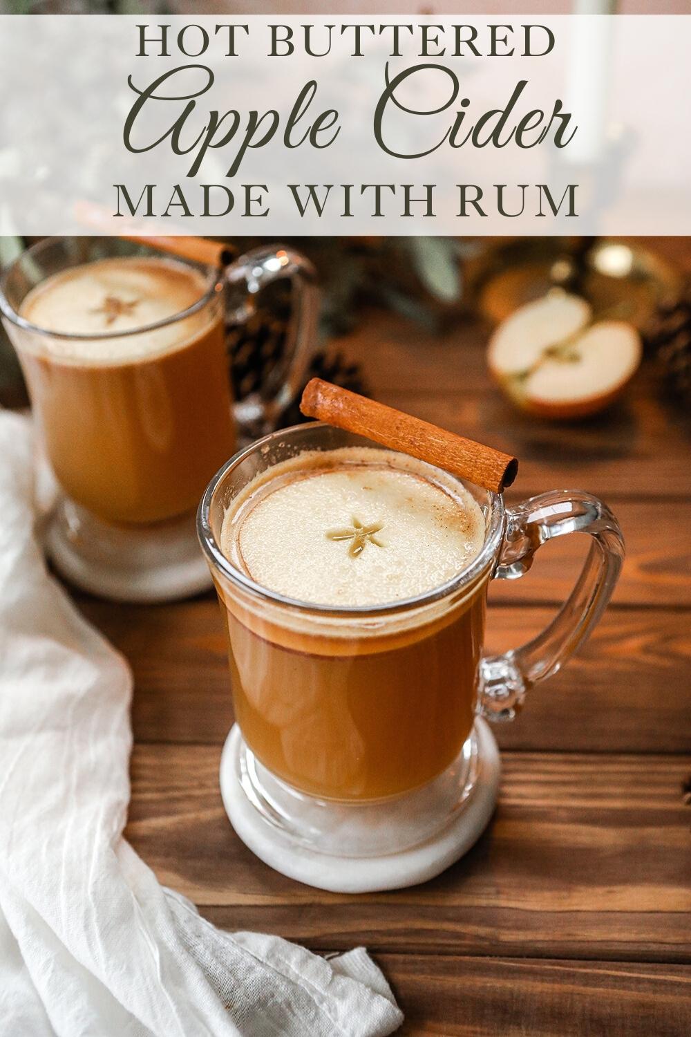 Hot buttered apple cider with rum