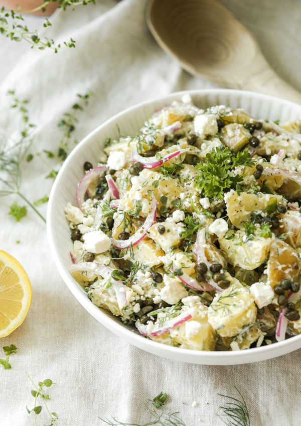 Lemon and Herb Potato Salad with dill and capers