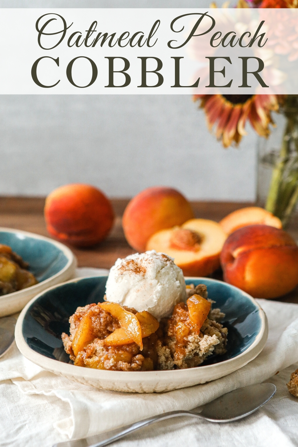 Oatmeal Peach Cobbler with fresh peaches