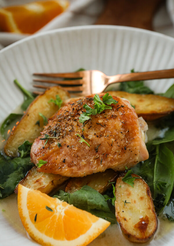 Herb & Orange Roasted Chicken Thighs with Beurre Blanc Sauce